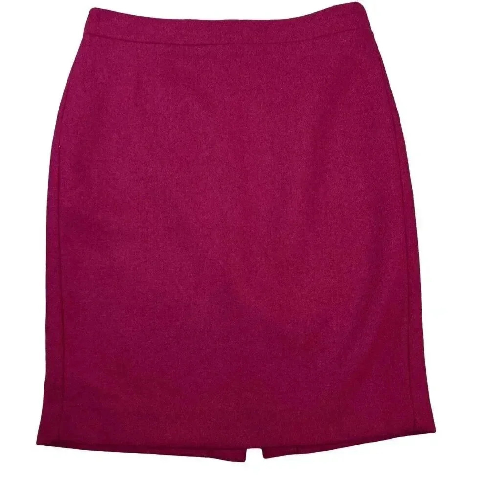 J Crew NWT Womens 8 Fuchsia Lined Pencil Skirt Double Serge Wool Blend Career